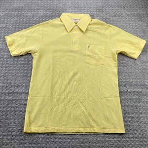Vintage 80s Polo Shirt Men Large L Yellow LAURENTIEN Size 16-16 1/2 _STAINS READ